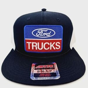 Ford Trucks Embroidered Patch Flat Bill Cap Hat Black Snapback